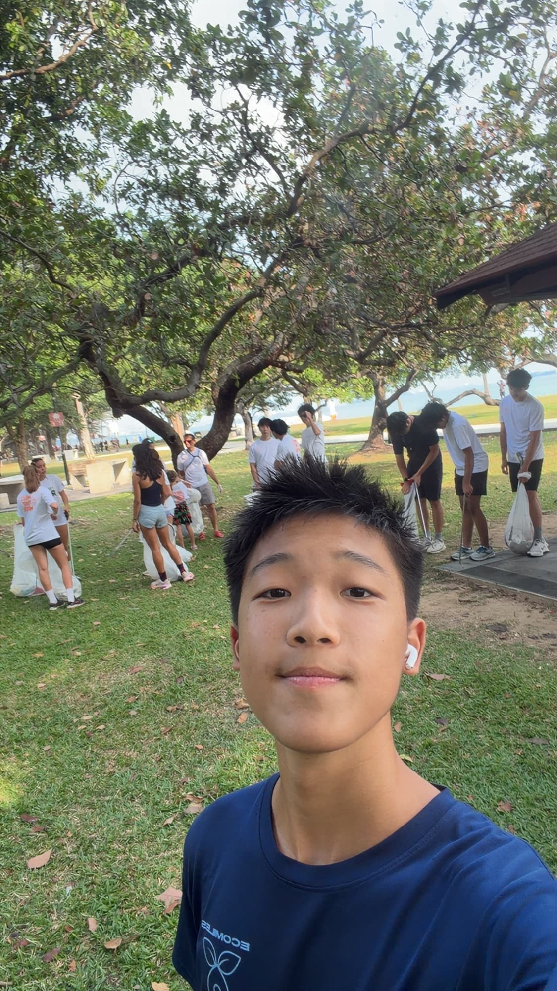 Sam at an EcoMiles cleanup at East Coast Park